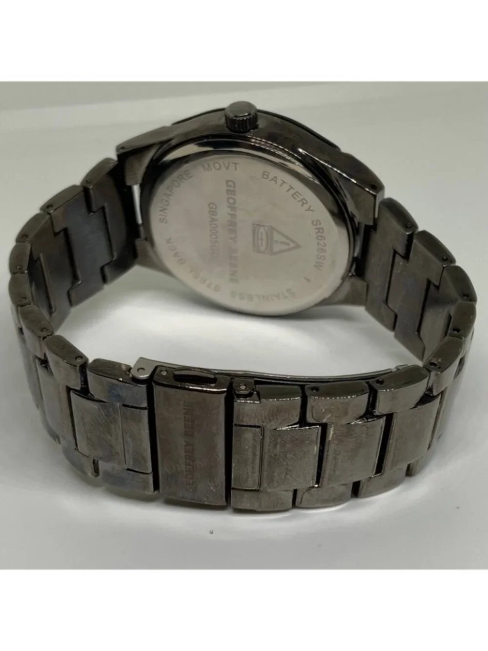 Geoffrey Beene Diamond men’s watch black tone 42mm quartz up to 7.5” running